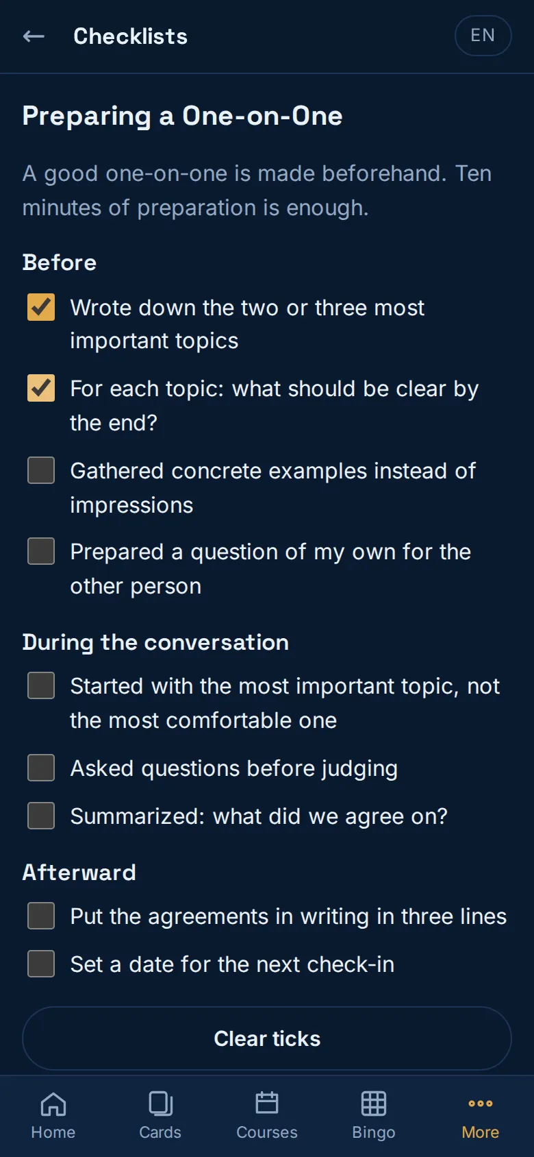 Checklists