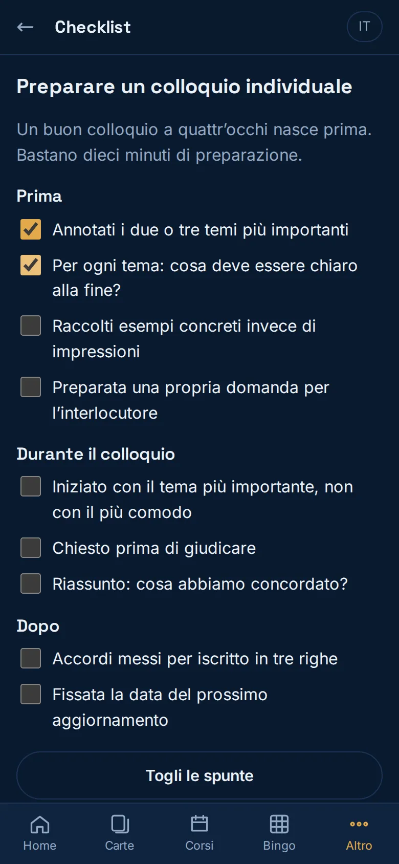 Checklist
