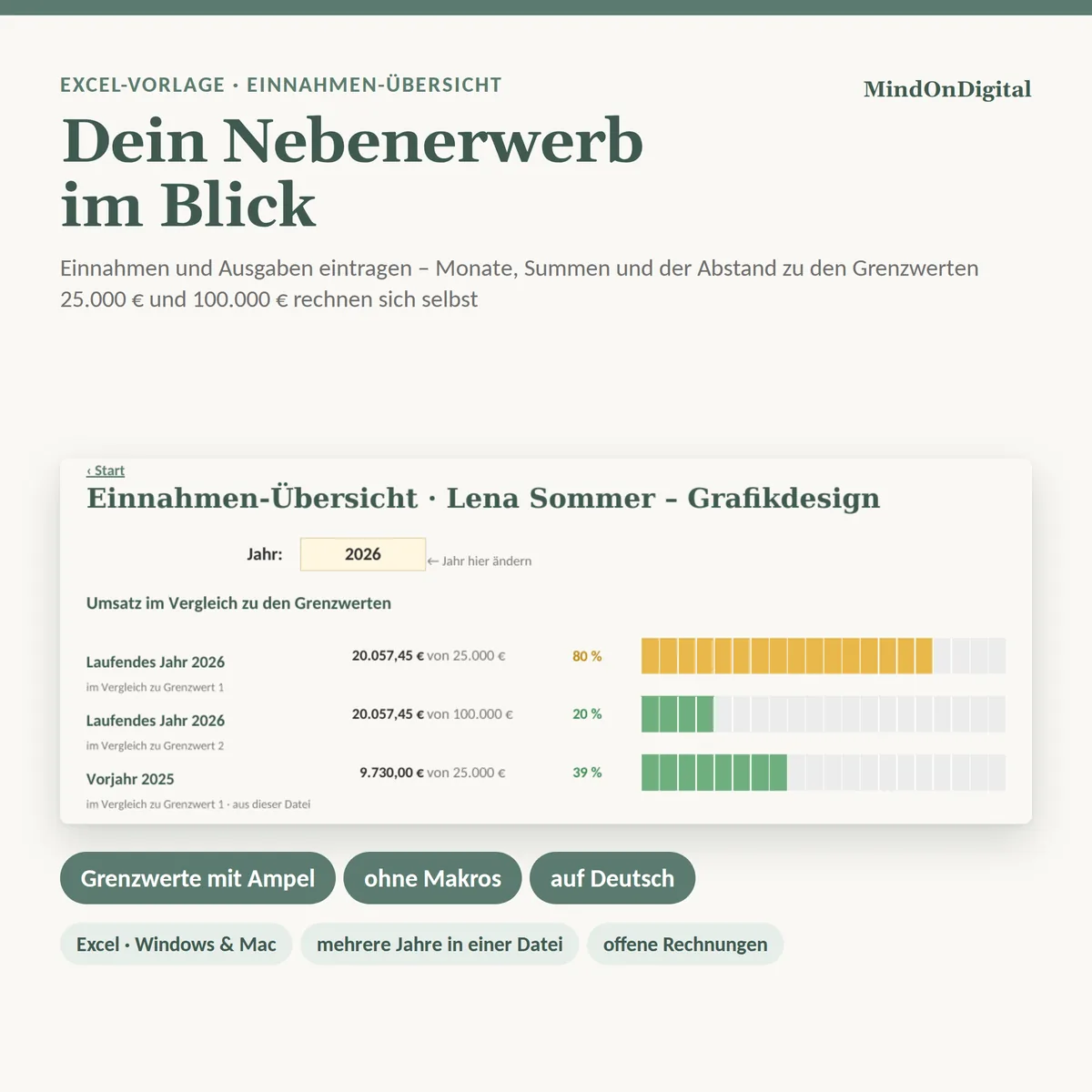 Einnahmen-Übersicht Nebenerwerb