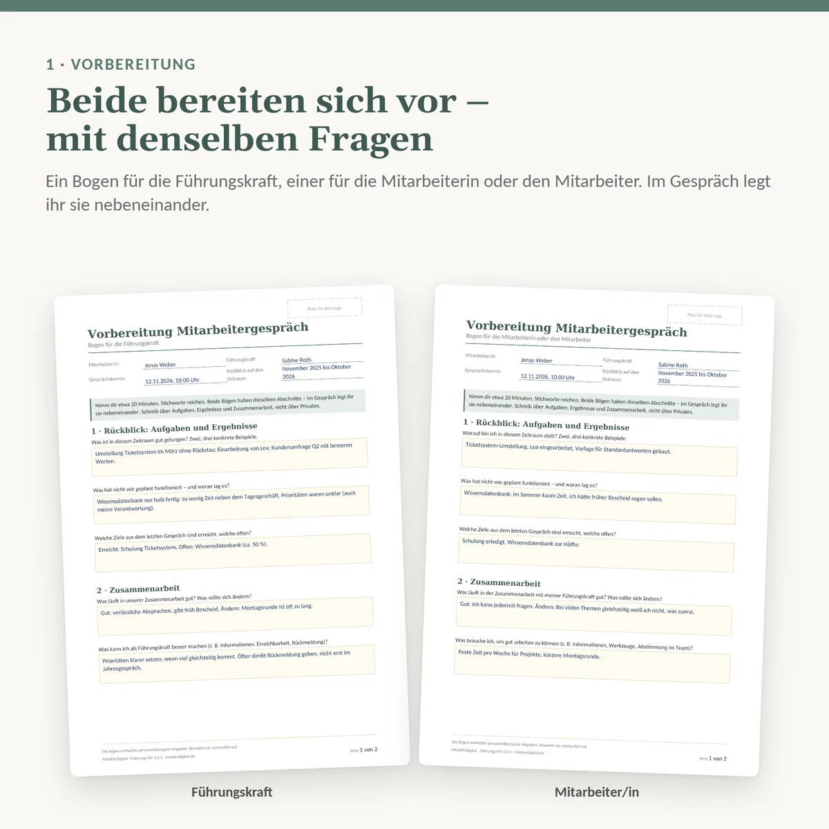 Vorbereitungsbögen