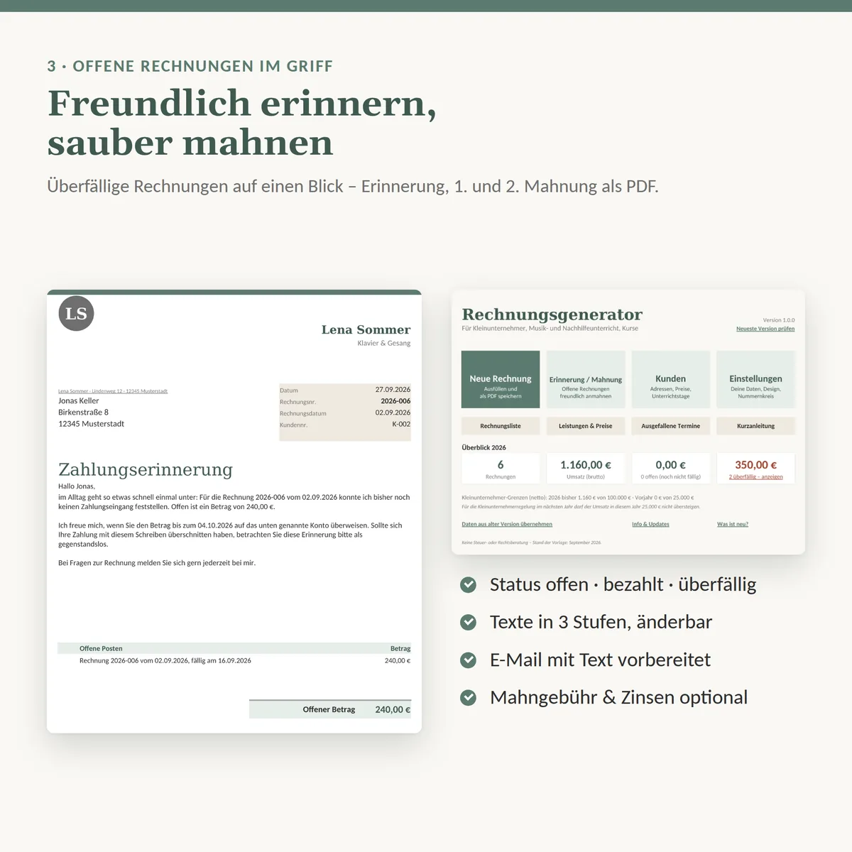 Zahlungserinnerung und Mahnungen