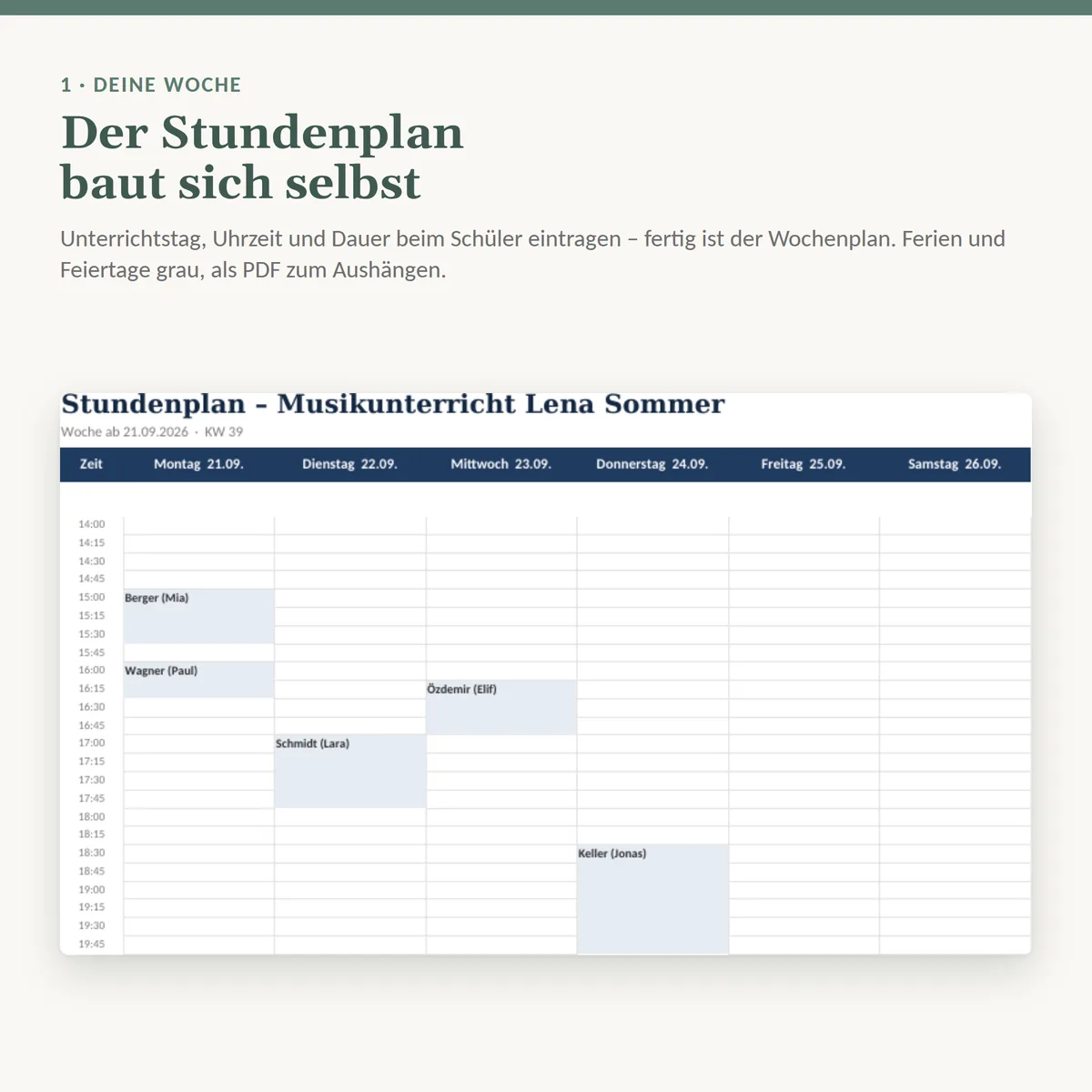 Wochen-Stundenplan