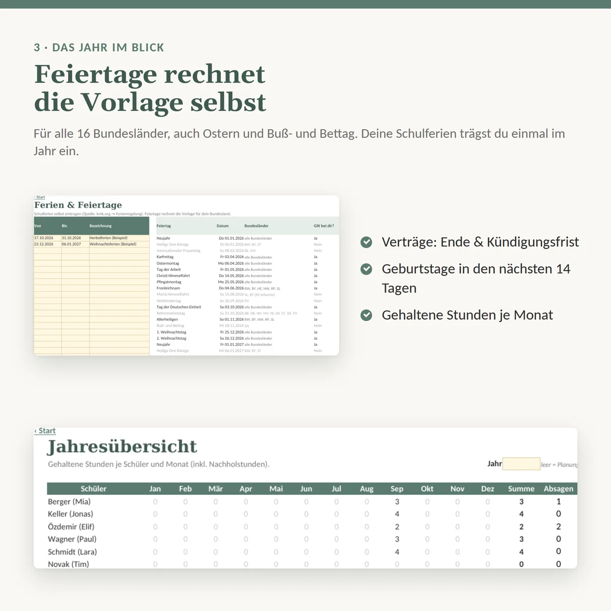 Ferien und Feiertage