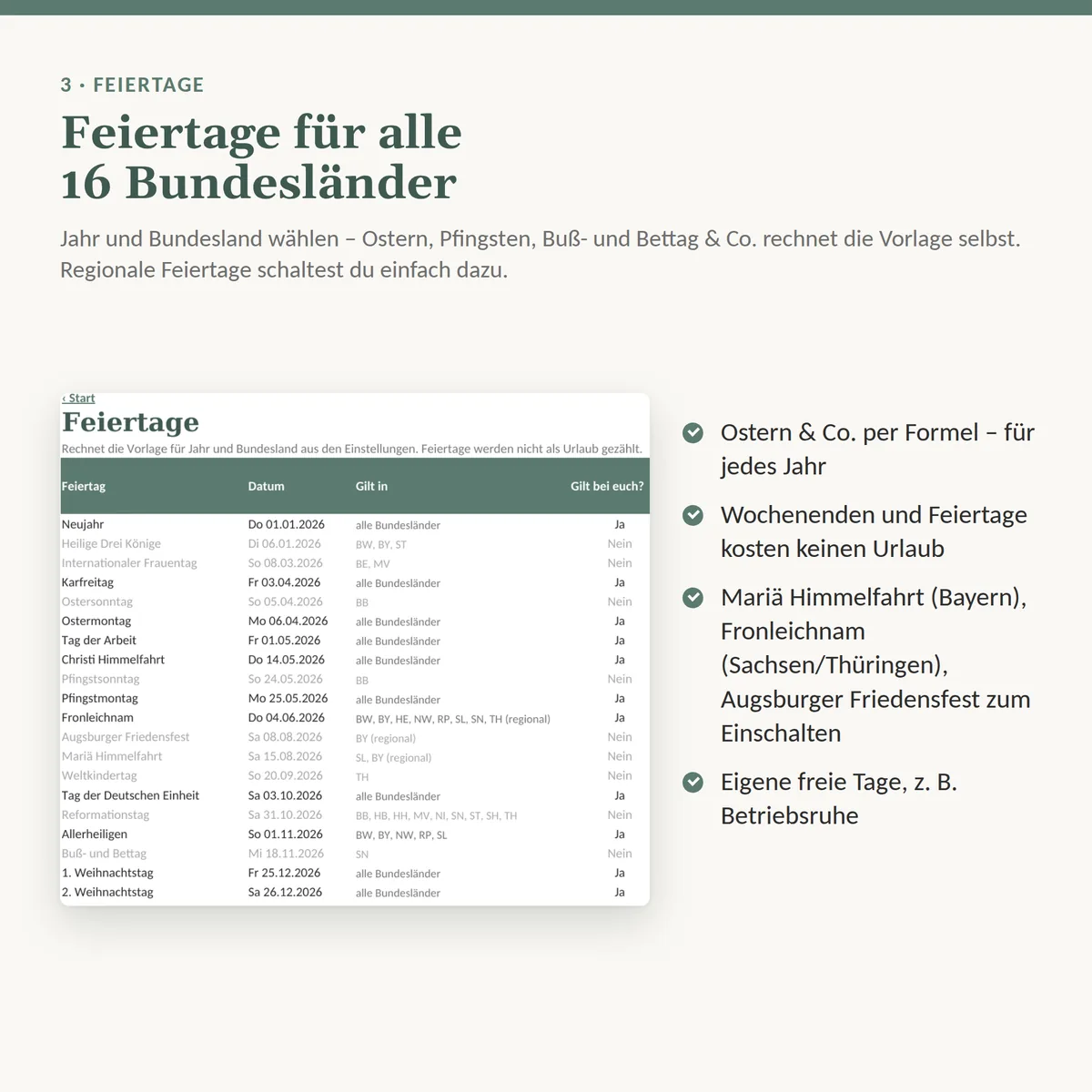 Feiertage aller Bundesländer