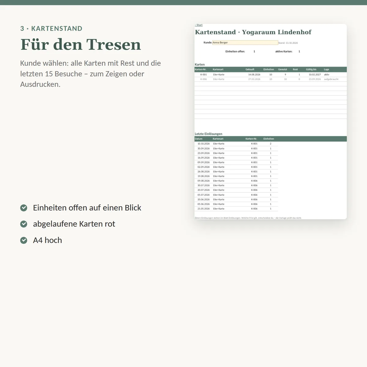 Kartenstand je Kunde