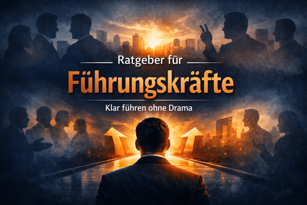 Ratgeber für Führungskräfte – Klar führen ohne Drama. Titelbild des MindOnDigital‑Ratgebers über klare, souveräne Führung ohne Konflikte.