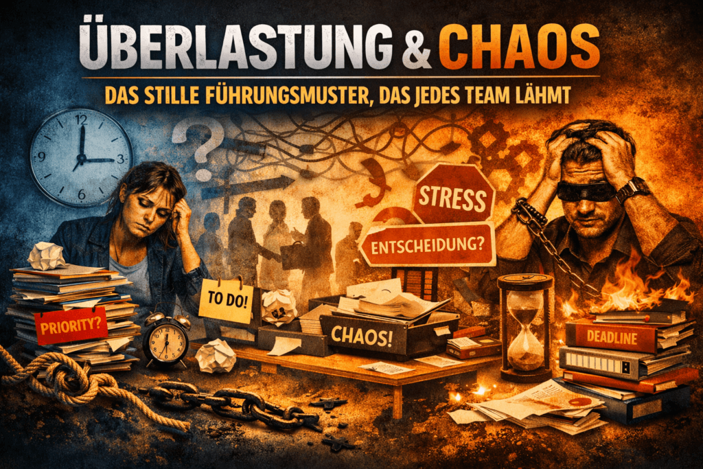 Überlastung und Chaos im Unternehmen – Illustration zu Führungsmustern, die Teams lähmen