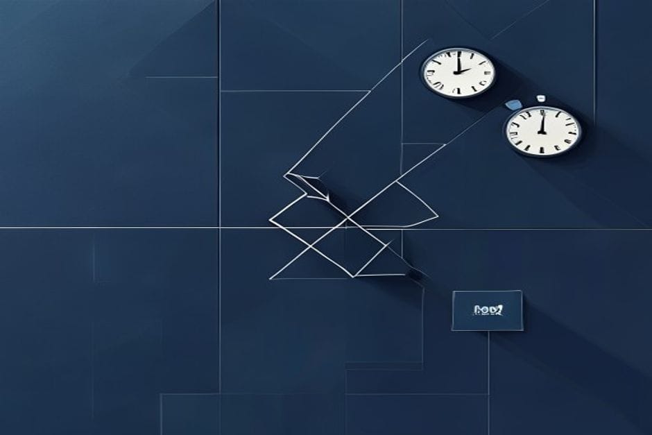 Geometrische Wand mit gebrochener Linie, Figur versucht zu überqueren, symbolisiert berufliche Grenzen setzen.